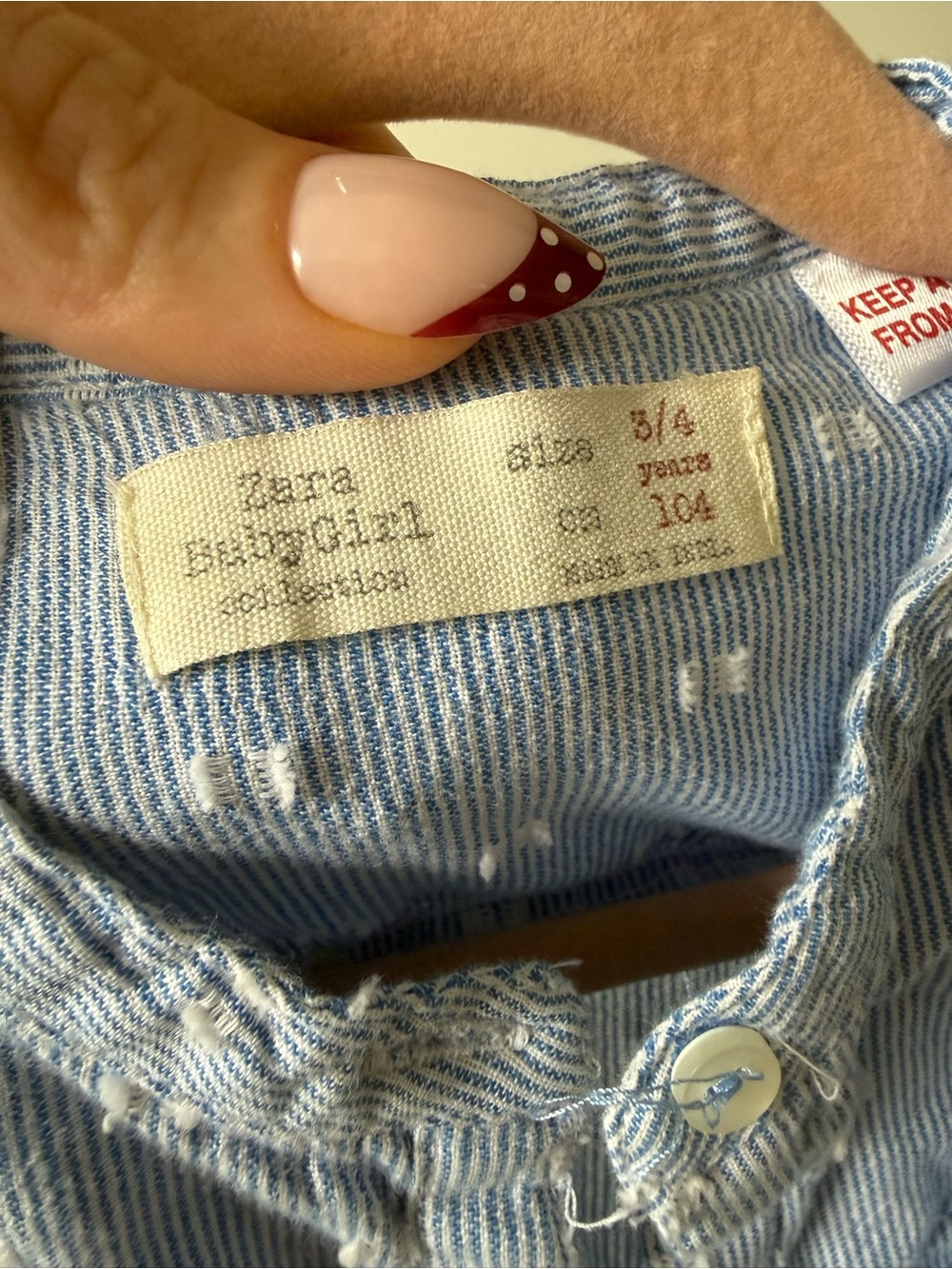 Zara Light Blue Dot Ruffle Button-Front Tank - Picture 3 of 3